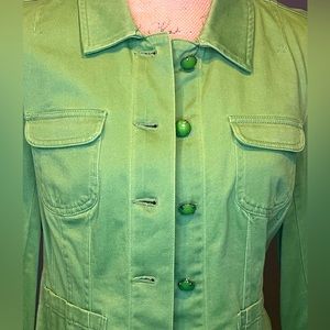 Women’s Green 5 Button Spandex Medium Jacket